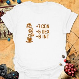 Coffee Stats Tee Gift For Tabletop Gamer