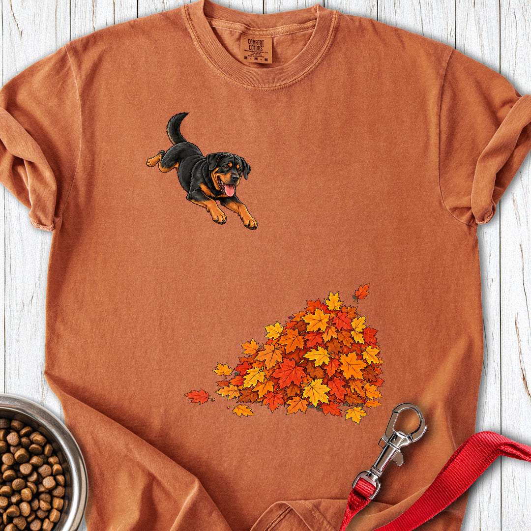 Rottweiler Leaf Pile Premium Tee Gift For Dog Lover