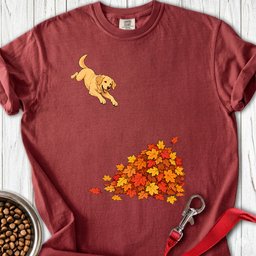 Yellow Labrador Leaf Pile 2 Premium Tee Gift For Dog Lover