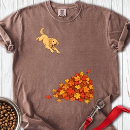 Yellow Labrador Leaf Pile 2 Premium Tee Gift For Dog Lover