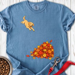 Yellow Labrador Leaf Pile 2 Premium Tee Gift For Dog Lover