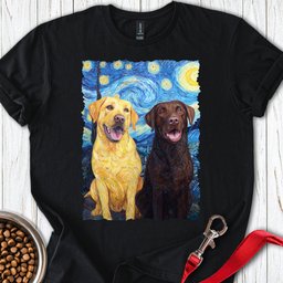 Yellow And Chocolate Lab Van Gogh T Shirt Gift For Dog Lover