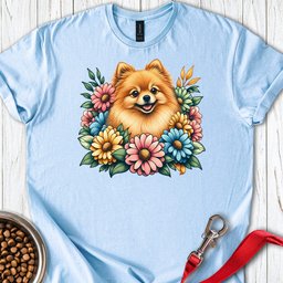 Pomeranian Flower Wreath T Shirt Gift For Dog Lover