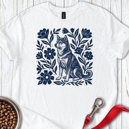 Shiba Inu Linocut T Shirt Gift For Dog Lover
