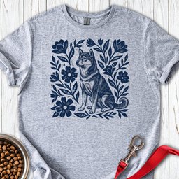 Shiba Inu Linocut T Shirt Gift For Dog Lover