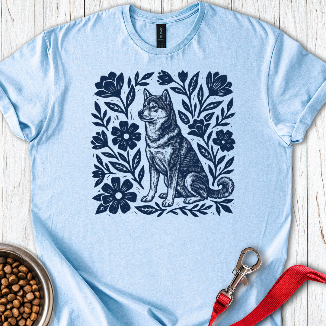 Shiba Inu Linocut T Shirt Gift For Dog Lover