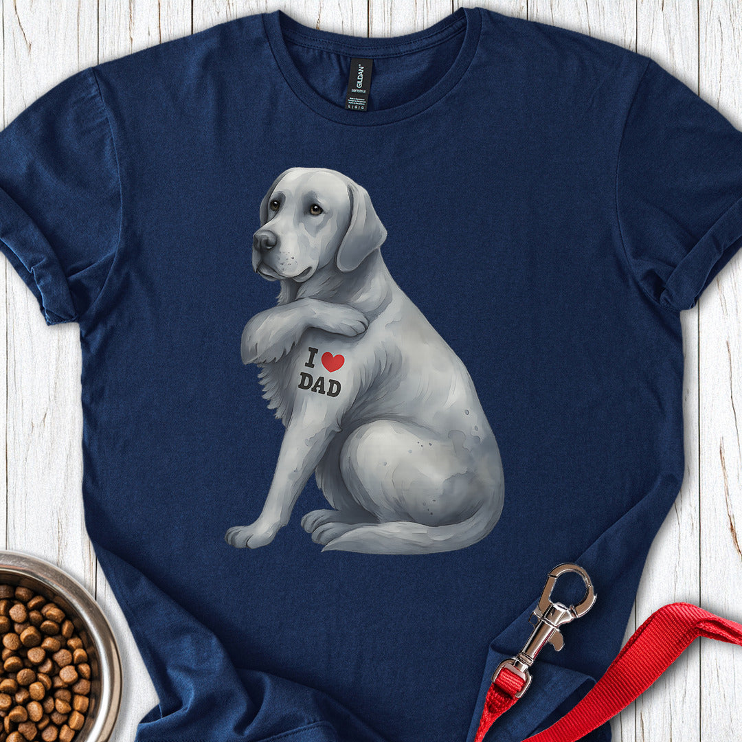 Silver Labrador I Love Dad T Shirt Gift For Dad