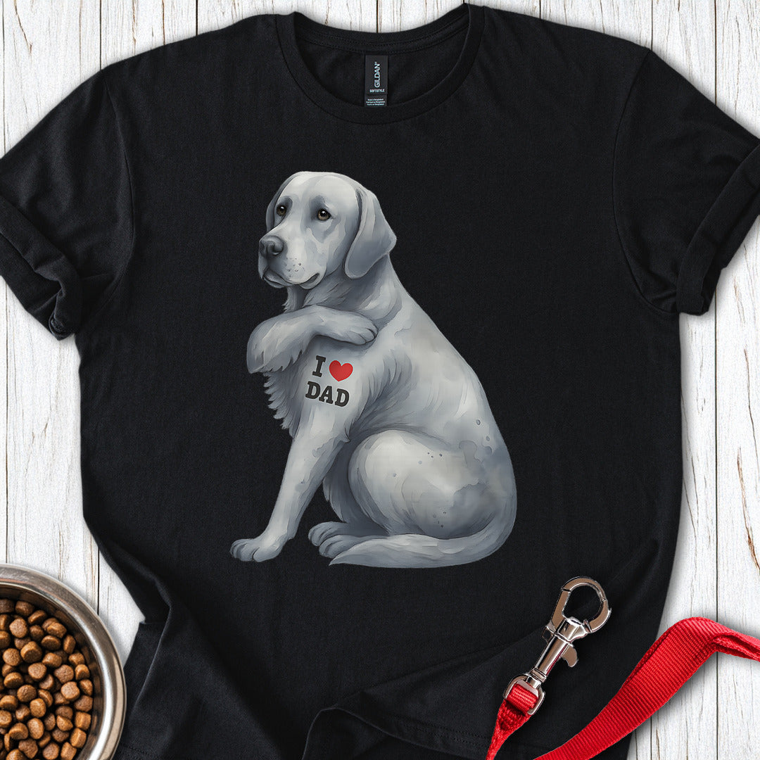 Silver Labrador I Love Dad T Shirt Gift For Dad