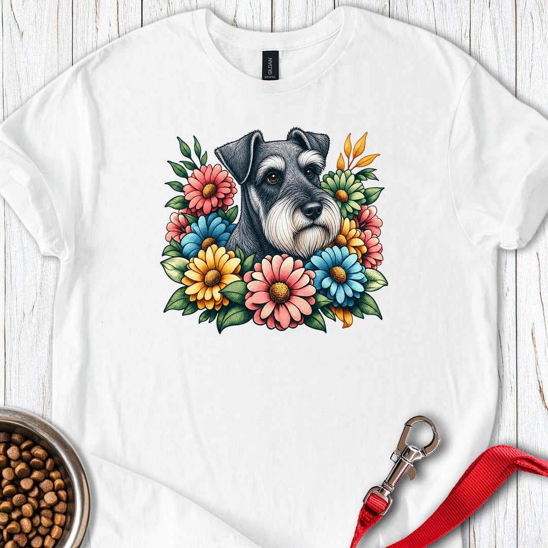 Schnauzer Floral T Shirt Gift For Dog Lover