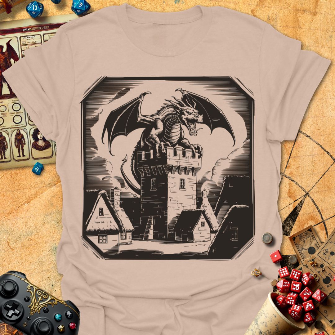 Dragon Line Art Tee Gift For Tabletop Gamer