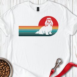 Shih Tzu Retro Sunset T Shirt Gift For Dog Lover