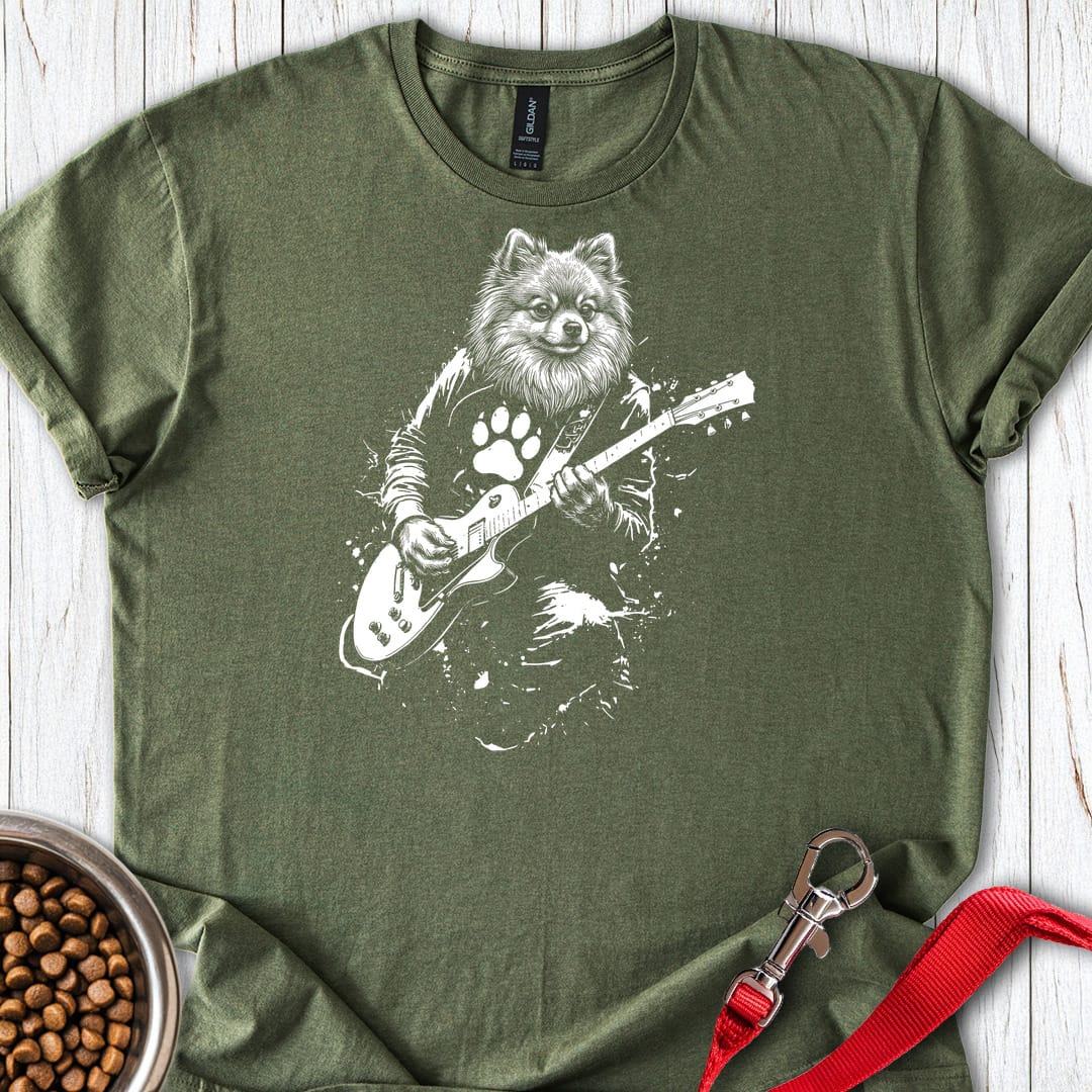 Pomeranian Guitar T Shirt Gift For Dog Lover