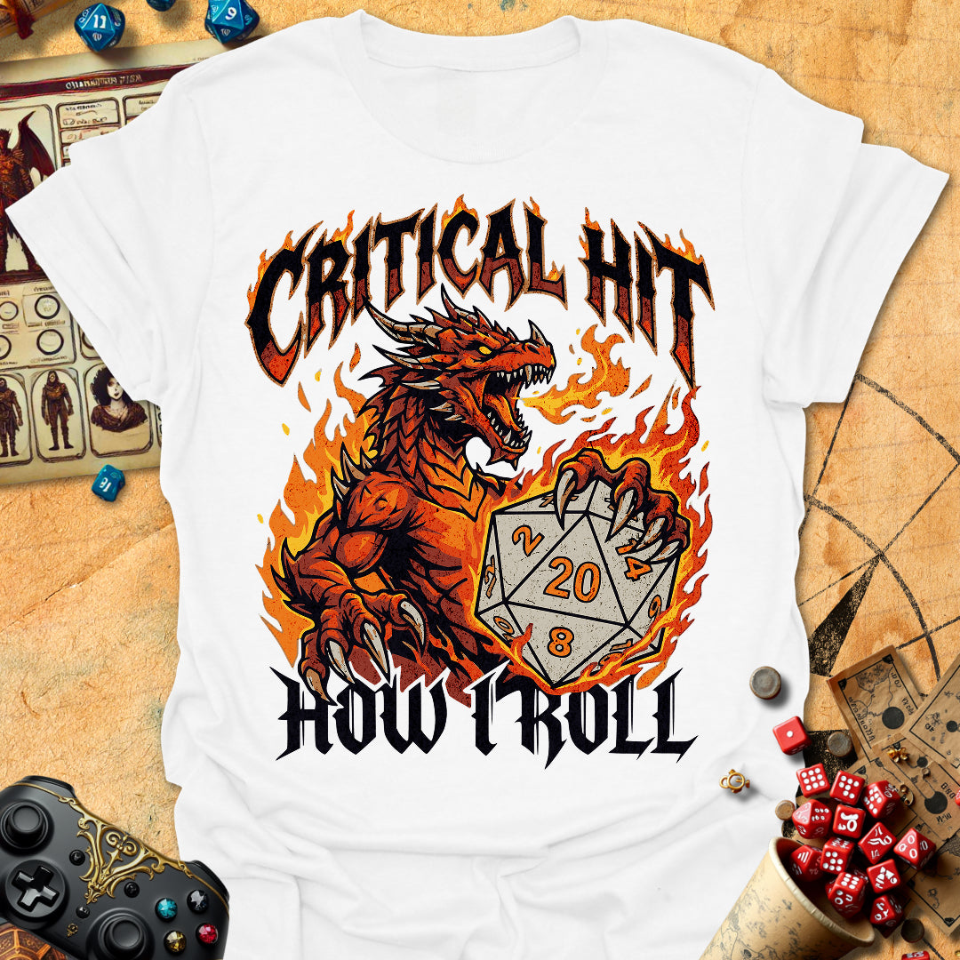 Critical Hit Dragon Tee Gift For Tabletop Gamer