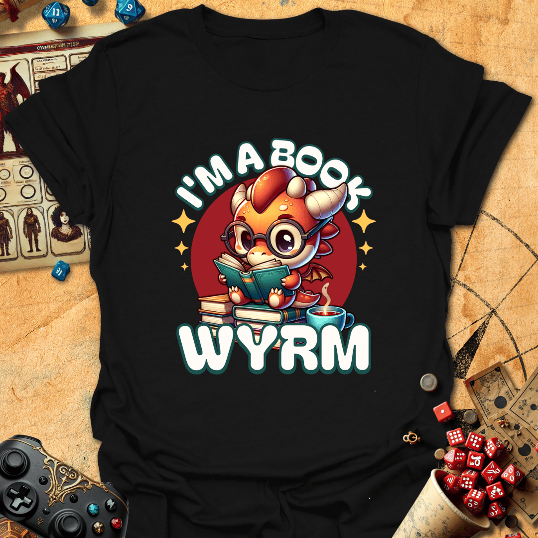 Book Wyrm Tee Gift For Tabletop Gamer
