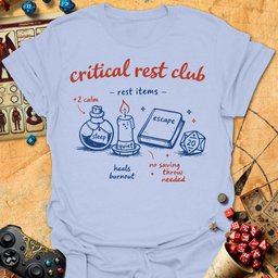 Critical Rest Club Tee Gift For Tabletop Gamer