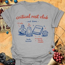 Critical Rest Club Tee Gift For Tabletop Gamer