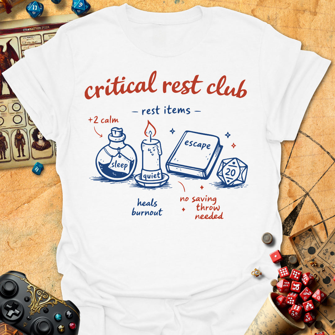 Critical Rest Club Tee Gift For Tabletop Gamer