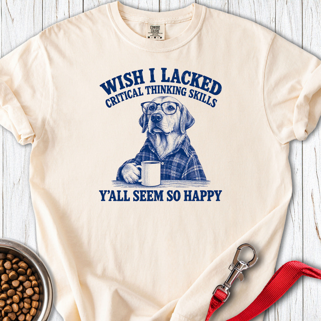 Yellow Labrador Wish I Lacked Critical Thinking Premium Tee Gift For Dog Lover