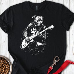 Pitbull Guitar T Shirt Gift For Dog Lover