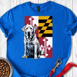 Silver Labrador Maryland Flag T Shirt Gift For Dog Lover
