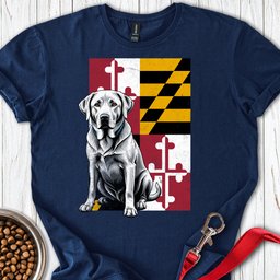 Silver Labrador Maryland Flag T Shirt Gift For Dog Lover