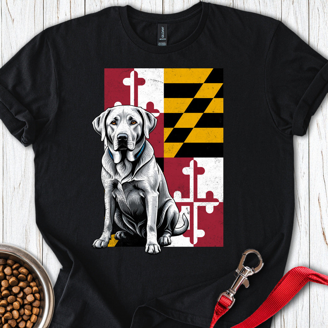 Silver Labrador Maryland Flag T Shirt Gift For Dog Lover