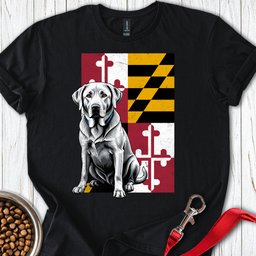 Silver Labrador Maryland Flag T Shirt Gift For Dog Lover