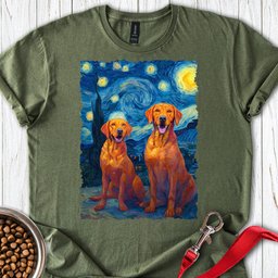 Two Fox Red Labradors Van Gogh T Shirt Gift For Dog Lover