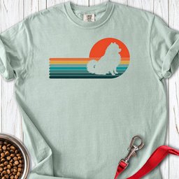 Pomeranian Retro Sunset Premium Tee Gift For Dog Lover