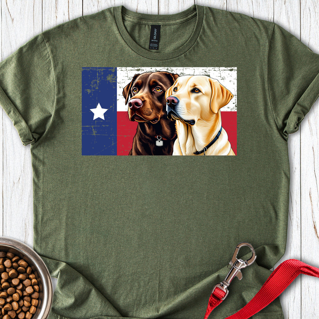 Yellow And Chocolate Lab Texas Flag T Shirt Gift For Dog Lover