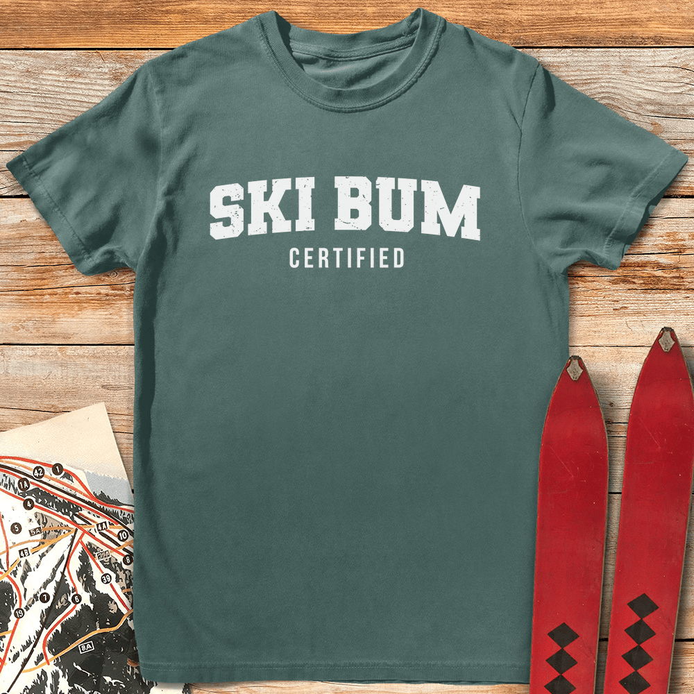 Ski Bum Certified T Shirt Gift For Skier