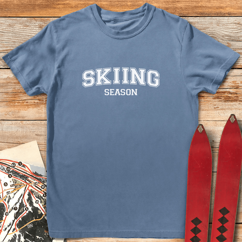 Skiing Season Varsity T Shirt Gift For Skier