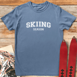Skiing Season Varsity T Shirt Gift For Skier