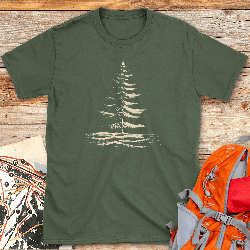 Steady Brush Pine T Shirt Gift For Skier