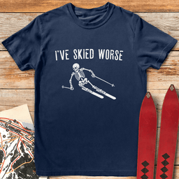 Skied Worse Skeleton T Shirt Gift For Skier