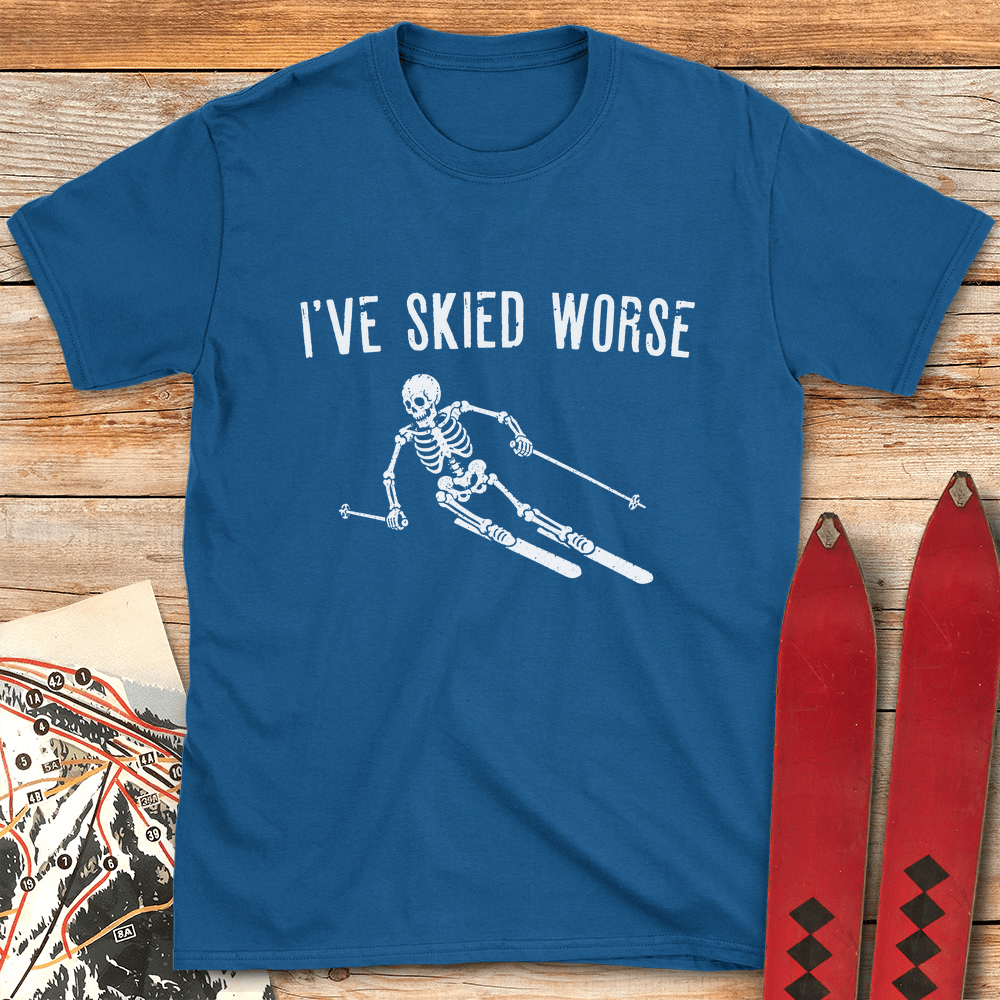 Skied Worse Skeleton T Shirt Gift For Skier