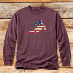 USA Flag Ski T Shirt Gift For Skier