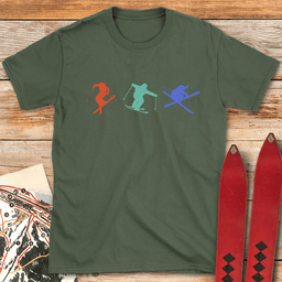 Three Skiers T Shirt Gift For Skier