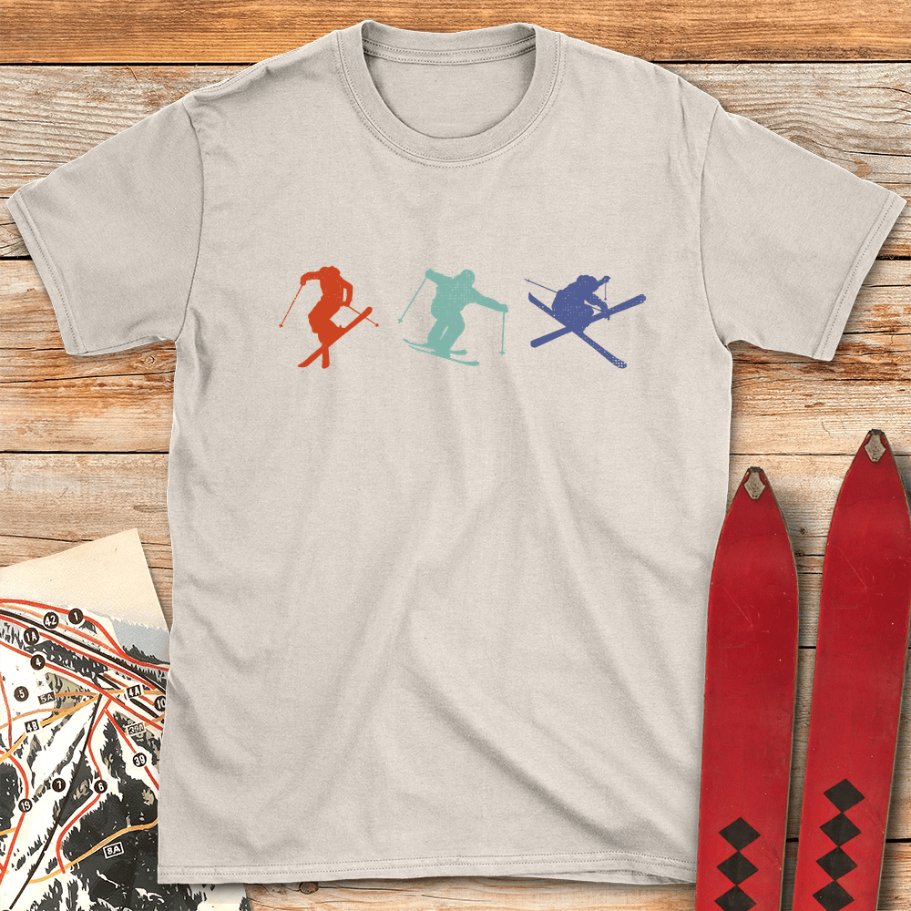 Three Skiers T Shirt Gift For Skier