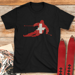 Swiss Ski Flag T Shirt Gift For Skier
