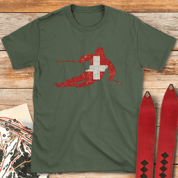 Swiss Ski Flag T Shirt Gift For Skier
