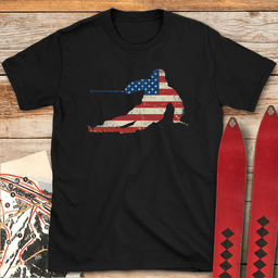 USA Flag Ski T Shirt Gift For Skier