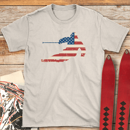 USA Flag Ski T Shirt Gift For Skier