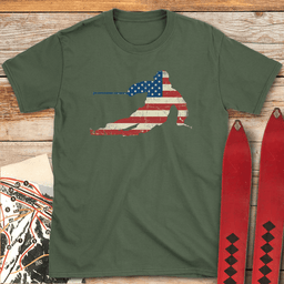USA Flag Ski T Shirt Gift For Skier