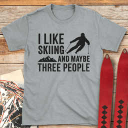 Three People Skiing T Shirt Gift For Skier