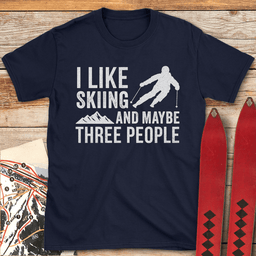 Three People Skiing T Shirt Gift For Skier