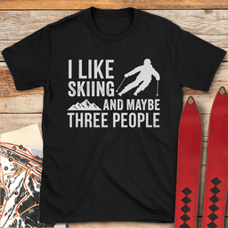 Three People Skiing T Shirt Gift For Skier
