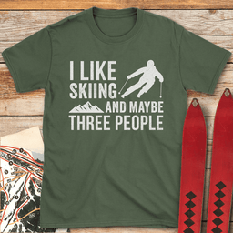 Three People Skiing T Shirt Gift For Skier