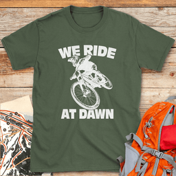 We Ride At Dawn Bike T Shirt Gift For Skier