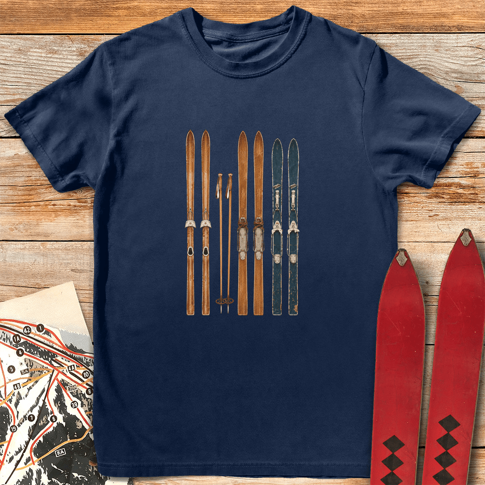 Vintage Ski Fence T Shirt Gift For Skier